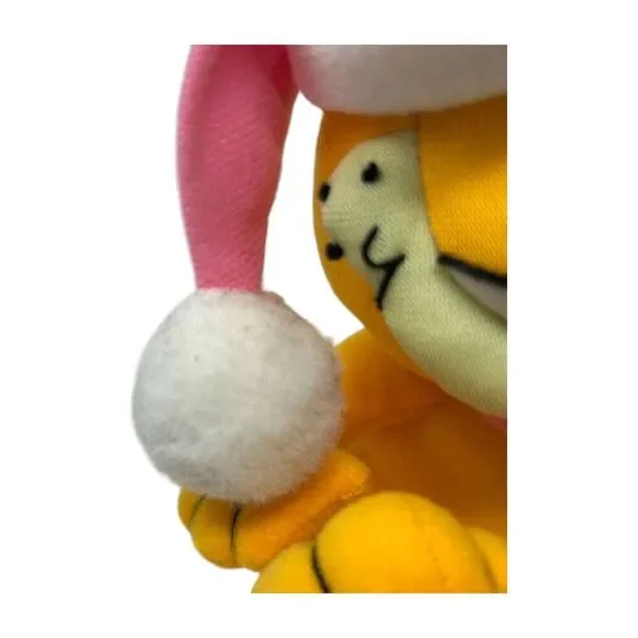 Garfield Pink Christmas Holiday Plush Toy With Santa Hat & Scarf Window Cling - Picture 8 of 16